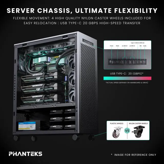 Alt view image 7 of 7 - Phanteks Enthoo Elite Server, Extreme Full Tower Chassis, High Airflow Mesh Panels, Black.