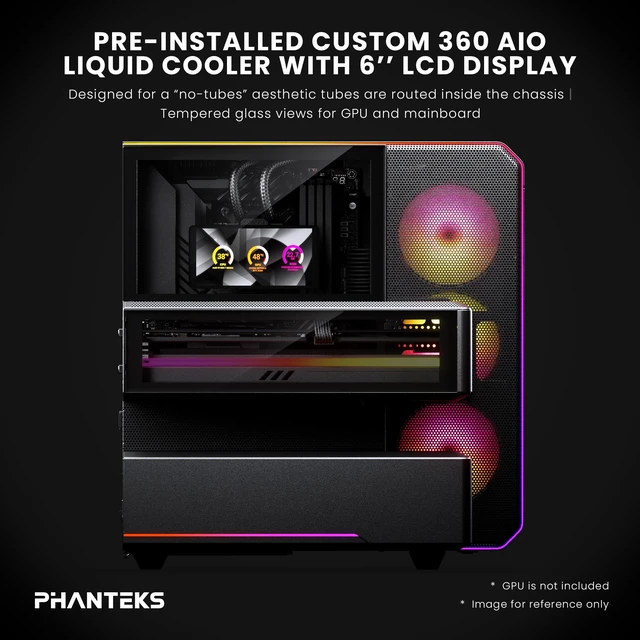 Alt view image 2 of 7 - Phanteks EX5 MAX, ATX Multi-Chamber PC Case, 360 LCD AIO Included, ARGB LED