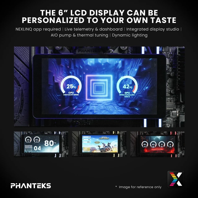 Alt view image 3 of 7 - Phanteks EX5 MAX, ATX Multi-Chamber PC Case, 360 LCD AIO Included, ARGB LED
