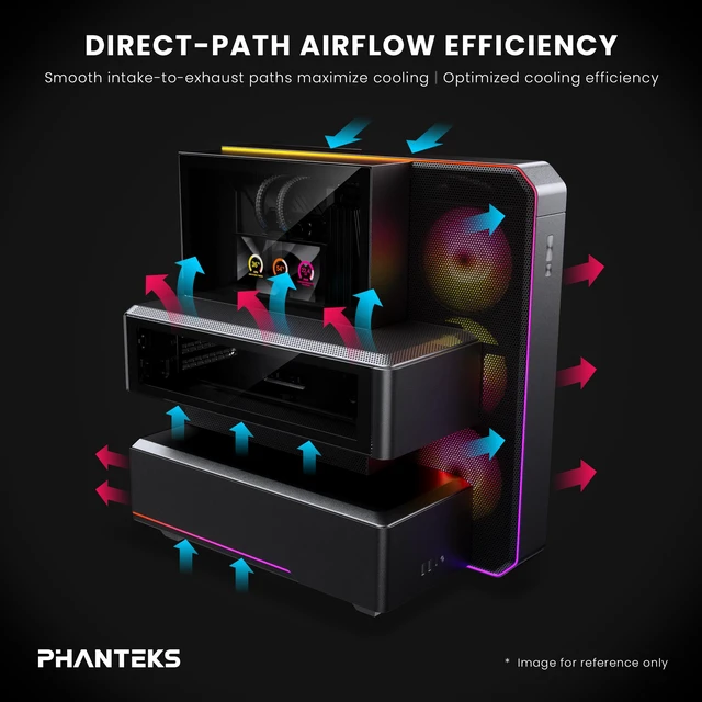 Alt view image 5 of 7 - Phanteks EX5 MAX, ATX Multi-Chamber PC Case, 360 LCD AIO Included, ARGB LED