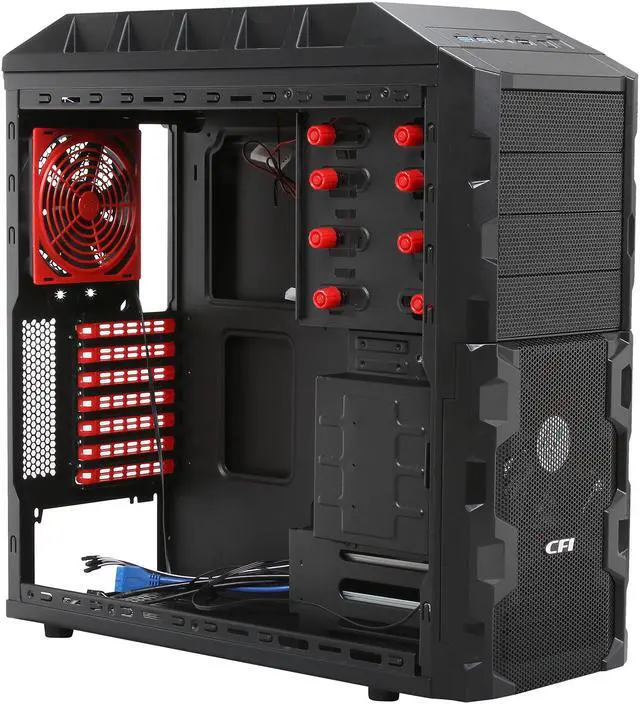 Alt view image 7 of 10 - CFI Diablo LT CFI-B1010 Black SECC / Mesh & Plastic Front Bezel ATX Mid Tower Computer Case