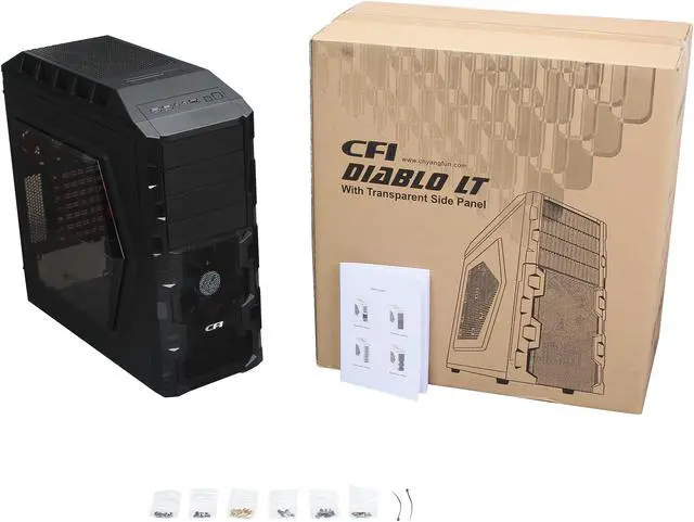 Alt view image 10 of 10 - CFI Diablo LT CFI-B1010 Black SECC / Mesh & Plastic Front Bezel ATX Mid Tower Computer Case