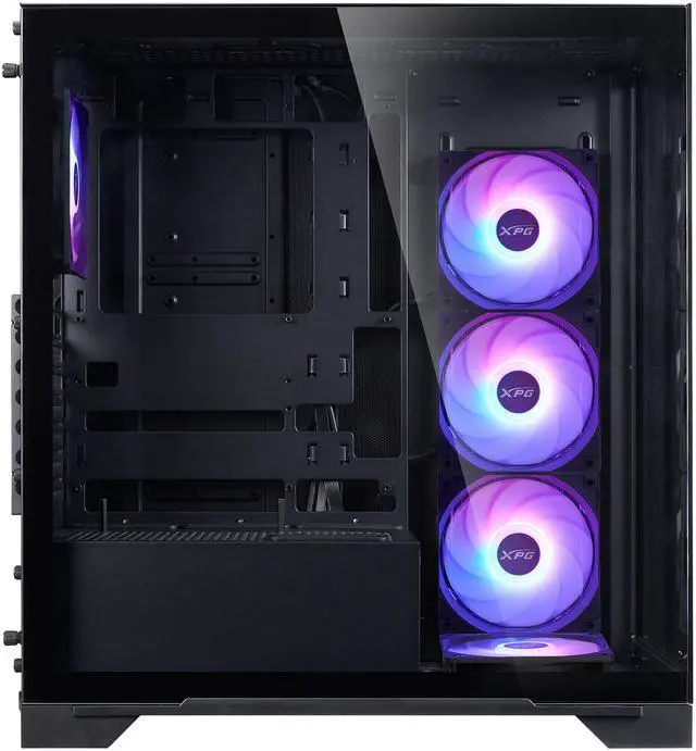 Alt view image 2 of 3 - XPG Invader X Mid Tower Gaming PC Case, Supports ATX/Micro-ATX/Mini-ITX, Dual Tempered Glass Side Panel, Support 240/360 AIO Radiator, Included 4x Pre-Installed RGB Reverse Blade Fans, Black