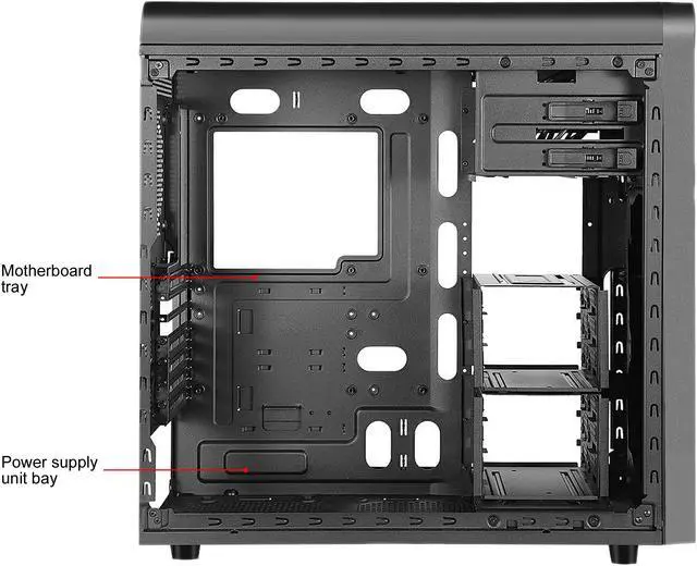 Alt view image 8 of 9 - APEX Silent  Edition Apexgaming G1 Black Steel ATX Mid Tower Computer Case