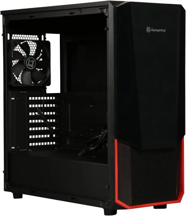Alt view image 8 of 10 - Apexgaming Hermes C2 Black Steel / Plastic / Tempered Glass with Mesh and Semi-transparent Combo Front Panel ATX Mid Tower Computer Case
