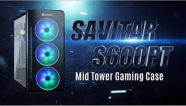 Alt view image 3 of 7 - Apexgaming Savitar S600PT Black Steel / Plastic / Tempered Glass ATX Mid Tower Computer Case