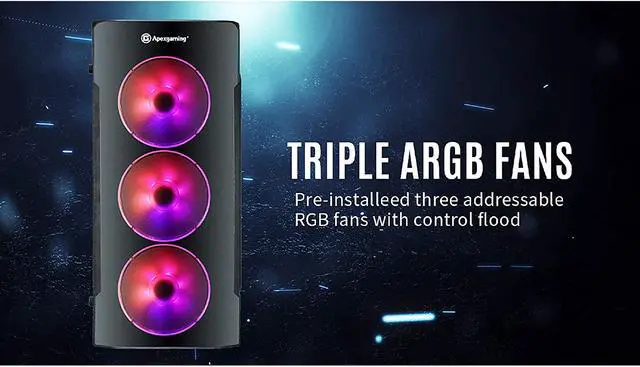 Alt view image 4 of 7 - Apexgaming Savitar S600PT Black Steel / Plastic / Tempered Glass ATX Mid Tower Computer Case