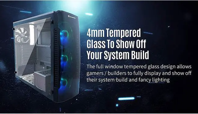 Alt view image 5 of 7 - Apexgaming Savitar S600PT Black Steel / Plastic / Tempered Glass ATX Mid Tower Computer Case