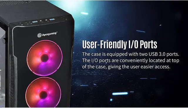 Alt view image 6 of 7 - Apexgaming Savitar S600PT Black Steel / Plastic / Tempered Glass ATX Mid Tower Computer Case