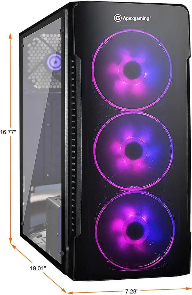 Alt view image 2 of 7 - Apexgaming Savitar S600PT Black Steel / Plastic / Tempered Glass ATX Mid Tower Computer Case