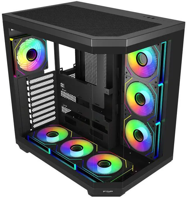 Alt view image 2 of 6 - FSP U580-BA ATX Ultra PC Case with Panaromic Glass Panel, Dual-Chember