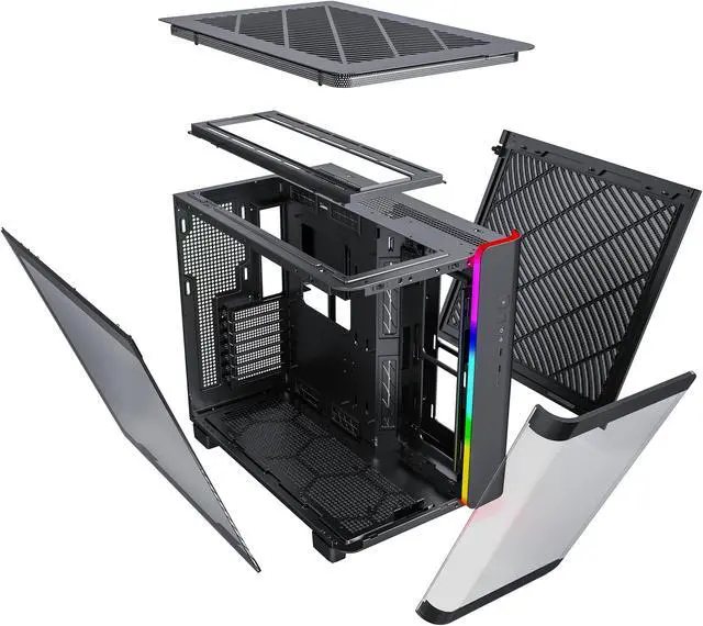 Alt view image 4 of 4 - MONTECH, KING 95 Dual-Chamber ATX Mid-Tower PC Gaming Case, High-Airflow, Toolless Panels, Sturdy Curved Tempered Glass Front and Side Panel, ARGB Lighting, Black