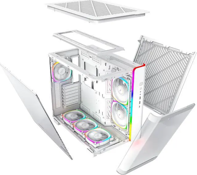 Alt view image 4 of 4 - MONTECH, KING 95 PRO Dual-Chamber ATX Mid-Tower PC Gaming Case, High-Airflow, Toolless Panels, Sturdy Curved Tempered Glass Front, Six ARGB PWM Fan Pre-installed with Fan Hub, White