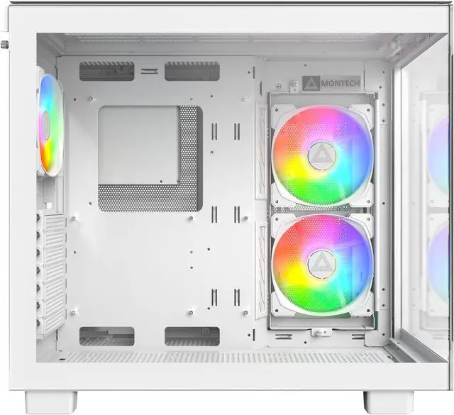 Alt view image 3 of 11 - MONTECH KING 65 PRO ATX Mid Tower Gaming PC Case, Dual Chamber, High Airflow Mesh Panels, Supports RTX 40 Series, 3 Pre-Installed ARGB Fans, Tool-Free Access - White