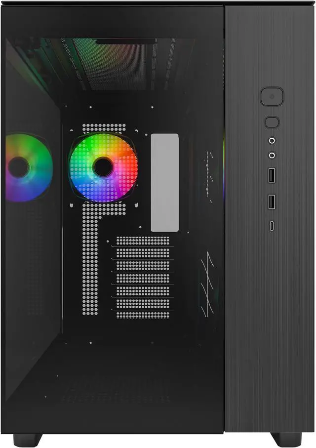 Alt view image 2 of 11 - MONTECH KING 65 PRO ATX Mid Tower Gaming PC Case, Dual Chamber, High Airflow Mesh Panels, Supports RTX 40 Series, 3 Pre-Installed ARGB Fans, Tool-Free Access, Tinted Glass - Black