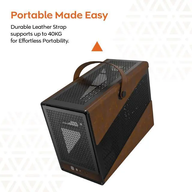 Alt view image 4 of 5 - Montech Heritage PRO Black Black Steel / Leather / Tempered Glass Micro ATX/Mini ITX (Backplane) Computer Case