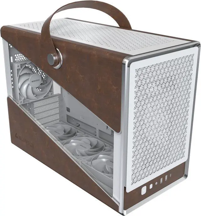 Main image of Montech Heritage PRO White White Steel / Leather / Tempered Glass Micro ATX/Mini ITX (Backplane) Computer Case