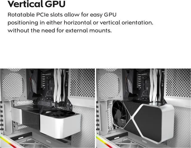 Alt view image 3 of 16 - MONTECH HS01 PRO, ATX Mid-Tower PC Case, Gaming PC, High-Airflow, Reversible Layout, Mesh Front Panel, 5x ARGB PWM Fan Pre-Installed, Sink-in Design, Toolless Panels, White