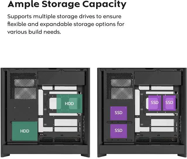 Alt view image 16 of 16 - MONTECH HS01 PRO, ATX Mid-Tower PC Case, Gaming PC, High-Airflow, Reversible Layout, Mesh Front Panel, 5x ARGB PWM Fan Pre-Installed, Sink-in Design, Toolless Panels, White
