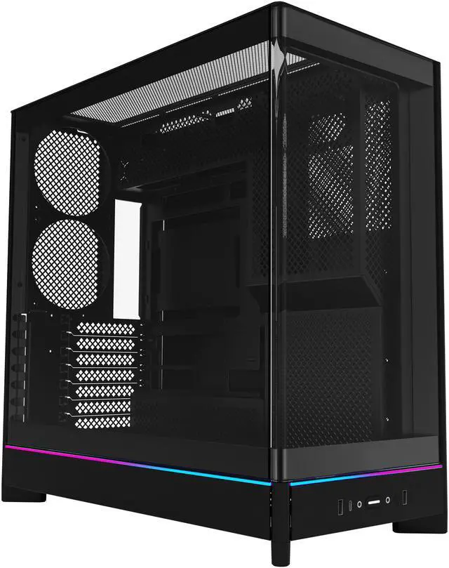 Main image of MONTECH HS02, ATX Mid-Tower PC Case, Gaming PC, High-Airflow, Reversible Layout, Sturdy Curved Tempered Glass Front Panel, Sink-in Design, Toolless Panels, Black, US