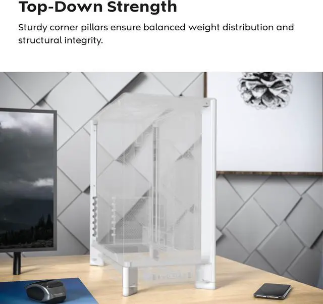 Alt view image 12 of 16 - MONTECH HS02, ATX Mid-Tower PC Case, Gaming PC, High-Airflow, Reversible Layout, Sturdy Curved Tempered Glass Front Panel, Sink-in Design, Toolless Panels, Black, US