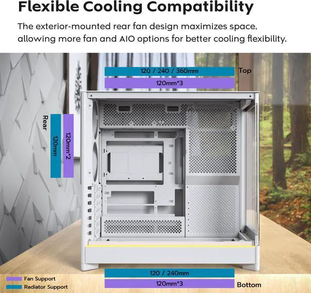 Alt view image 12 of 17 - MONTECH HS02 PRO, ATX Mid-Tower PC Case, Gaming PC, High-Airflow, Reversible Layout, Sturdy Curved Tempered Glass Front Panel, 5x ARGB PWM Fan Pre-Installed, Sink-in Design, Toolless Panels, Black, US