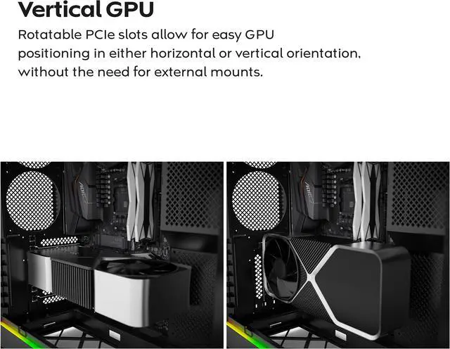 Alt view image 16 of 17 - MONTECH HS02 PRO, ATX Mid-Tower PC Case, Gaming PC, High-Airflow, Reversible Layout, Sturdy Curved Tempered Glass Front Panel, 5x ARGB PWM Fan Pre-Installed, Sink-in Design, Toolless Panels, Black, US