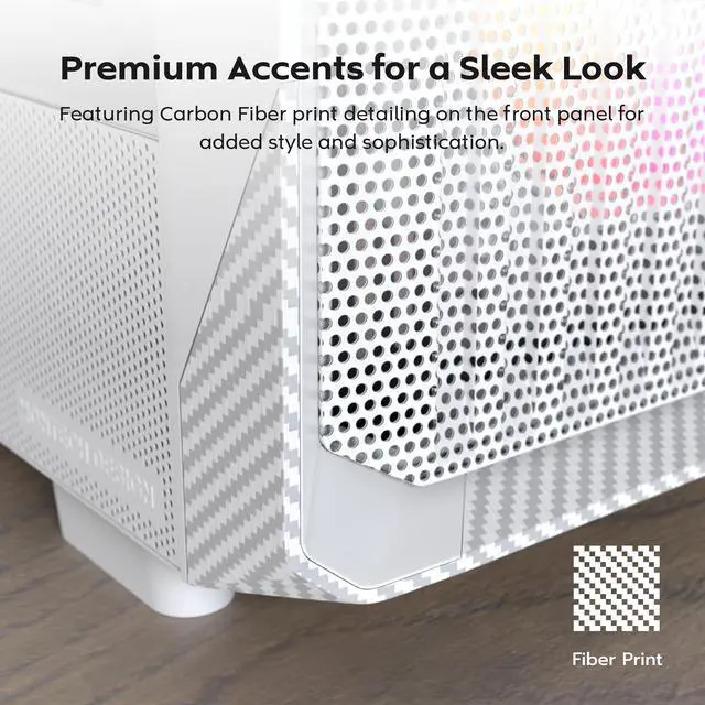 Alt view image 3 of 8 - MONTECH X5- ATX Mid-Tower Gaming PC Case, High Airflow, 3x 140mm and 1x 120mm ARGB Fans Pre-installed, Glass Side Panel, Carbon Print Accents, GPU Holder Included, White