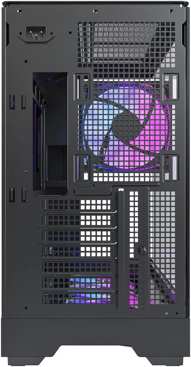 Alt view image 4 of 8 - MONTECH KING 45 PRO ATX PC Case, Curved Panoramic Glass, Chimney Airflow, 360mm Radiator Support, Compact Build for High-Performance Systems, 6 ARGB PWM Fan Pre-Installed with Fan Hub, Black