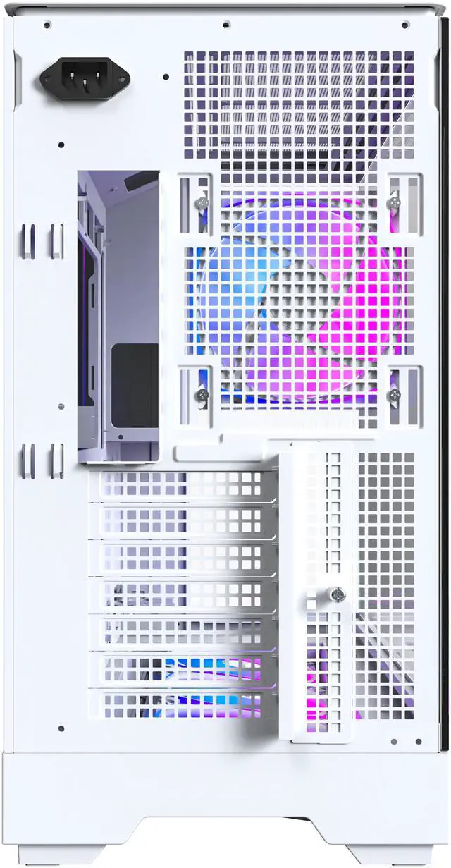 Alt view image 6 of 8 - MONTECH KING 45 PRO ATX PC Case, Curved Panoramic Glass, Chimney Airflow, 360mm Radiator Support, Compact Build for High-Performance Systems, 6 ARGB PWM Fan Pre-Installed with Fan Hub, White