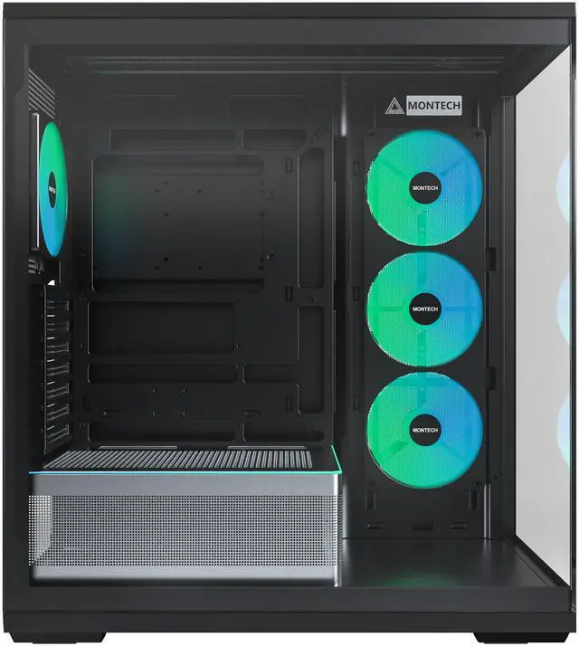 Alt view image 10 of 13 - MONTECH TG3 Panoramic ATX Mid-Tower PC Case, Pre-Installed 360mm ARGB Unibody Fans & 1x120mm ARGB Fan, ARGB Strip, Supports 360mm Radiator, RTX 5090 GPUs & Back-Connect Motherboards, Black