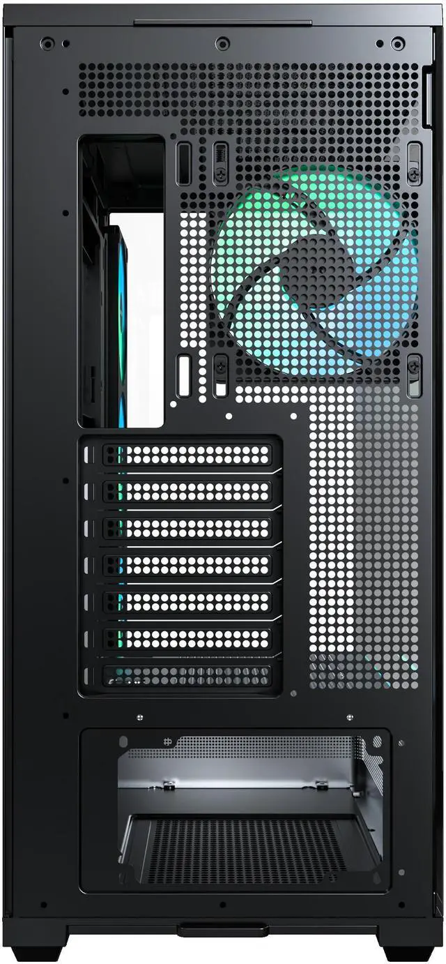 Alt view image 11 of 13 - MONTECH TG3 Panoramic ATX Mid-Tower PC Case, Pre-Installed 360mm ARGB Unibody Fans & 1x120mm ARGB Fan, ARGB Strip, Supports 360mm Radiator, RTX 5090 GPUs & Back-Connect Motherboards, Black