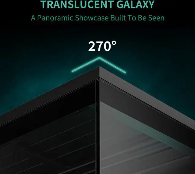 Alt view image 3 of 13 - MONTECH TG3 Panoramic ATX Mid-Tower PC Case, Pre-Installed 360mm ARGB Unibody Fans & 1x120mm ARGB Fan, ARGB Strip, Supports 360mm Radiator, RTX 5090 GPUs & Back-Connect Motherboards, Black