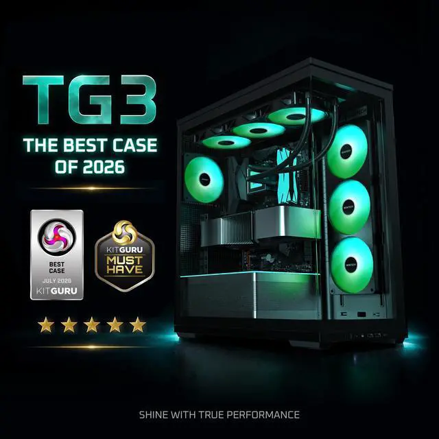 Alt view image 2 of 13 - MONTECH TG3 Panoramic ATX Mid-Tower PC Case, Pre-Installed 360mm ARGB Unibody Fans & 1x120mm ARGB Fan, ARGB Strip, Supports 360mm Radiator, RTX 5090 GPUs & Back-Connect Motherboards, Black