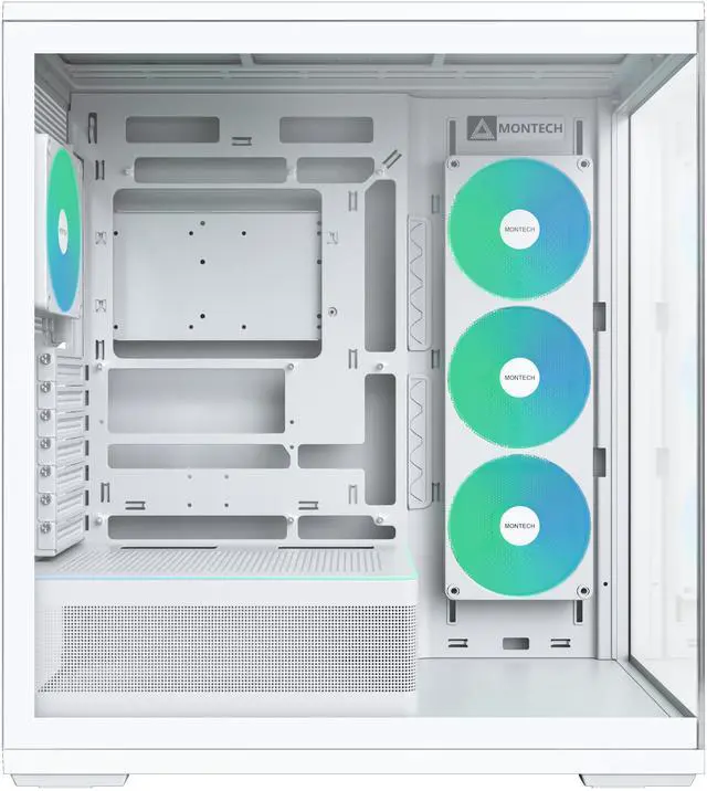 Alt view image 10 of 13 - MONTECH TG3 Panoramic ATX Mid-Tower PC Case, Pre-Installed 360mm ARGB Unibody Fans & 1x120mm ARGB Fan, ARGB Strip, Supports 360mm Radiator, RTX 5090 GPUs & Back-Connect Motherboards, White