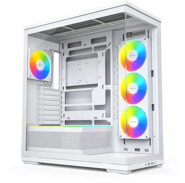 Main image of MONTECH TG3 Panoramic ATX Mid-Tower PC Case, Pre-Installed 360mm ARGB Unibody Fans & 1x120mm ARGB Fan, ARGB Strip, Supports 360mm Radiator, RTX 5090 GPUs & Back-Connect Motherboards, White