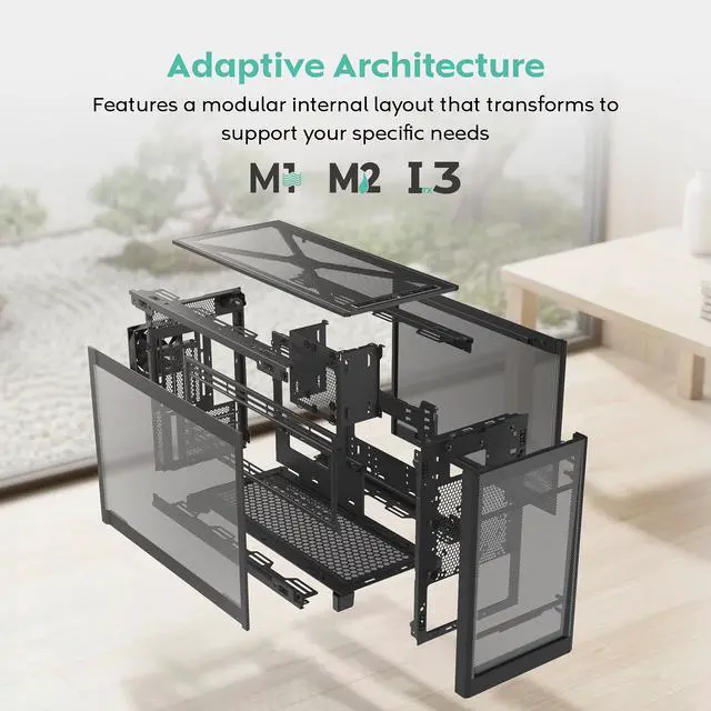 Alt view image 4 of 20 - MONTECH TEN 22.7L Micro ATX PC Case, High Airflow Modular Mesh Chassis for Air, Liquid, or SFF Builds, 360mm Radiator Support, Includes Rear Fan, Black (TENB)