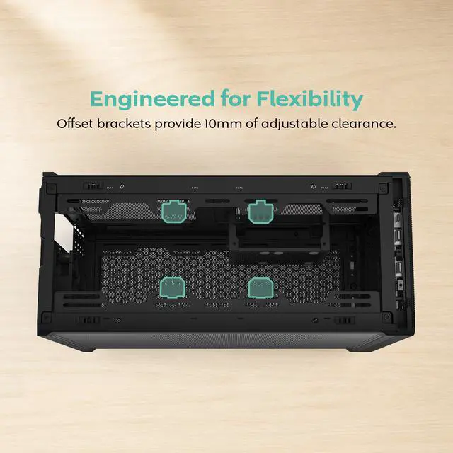 Alt view image 7 of 20 - MONTECH TEN 22.7L Micro ATX PC Case, High Airflow Modular Mesh Chassis for Air, Liquid, or SFF Builds, 360mm Radiator Support, Includes Rear Fan, Black (TENB)