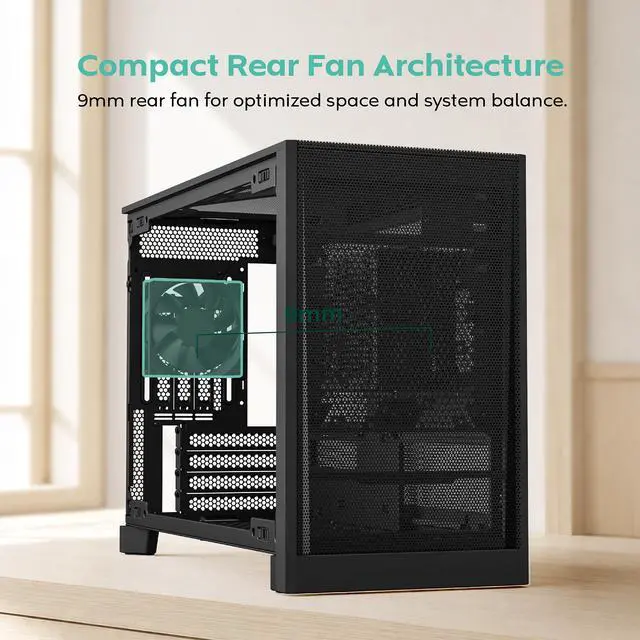 Alt view image 8 of 20 - MONTECH TEN 22.7L Micro ATX PC Case, High Airflow Modular Mesh Chassis for Air, Liquid, or SFF Builds, 360mm Radiator Support, Includes Rear Fan, Black (TENB)