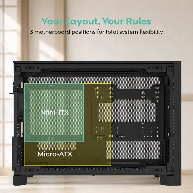 Alt view image 10 of 20 - MONTECH TEN 22.7L Micro ATX PC Case, High Airflow Modular Mesh Chassis for Air, Liquid, or SFF Builds, 360mm Radiator Support, Includes Rear Fan, Black (TENB)