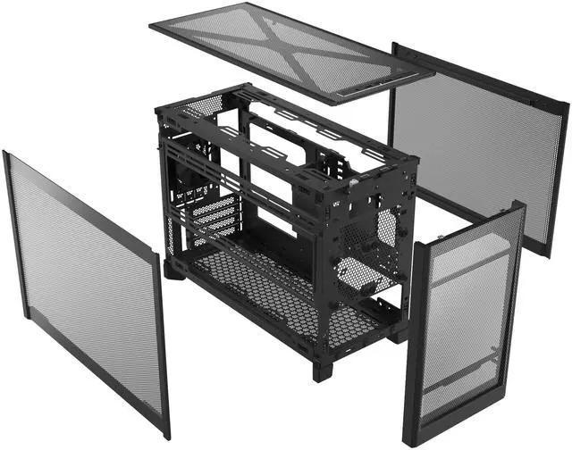 Alt view image 13 of 20 - MONTECH TEN 22.7L Micro ATX PC Case, High Airflow Modular Mesh Chassis for Air, Liquid, or SFF Builds, 360mm Radiator Support, Includes Rear Fan, Black (TENB)