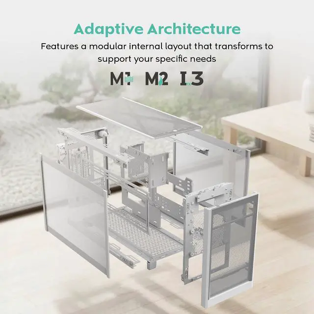 Alt view image 4 of 20 - MONTECH TEN 22.7L Micro ATX PC Case, High Airflow Modular Mesh Chassis for Air, Liquid, or SFF Builds, 360mm Radiator Support, Includes Rear Fan, White (TENW)