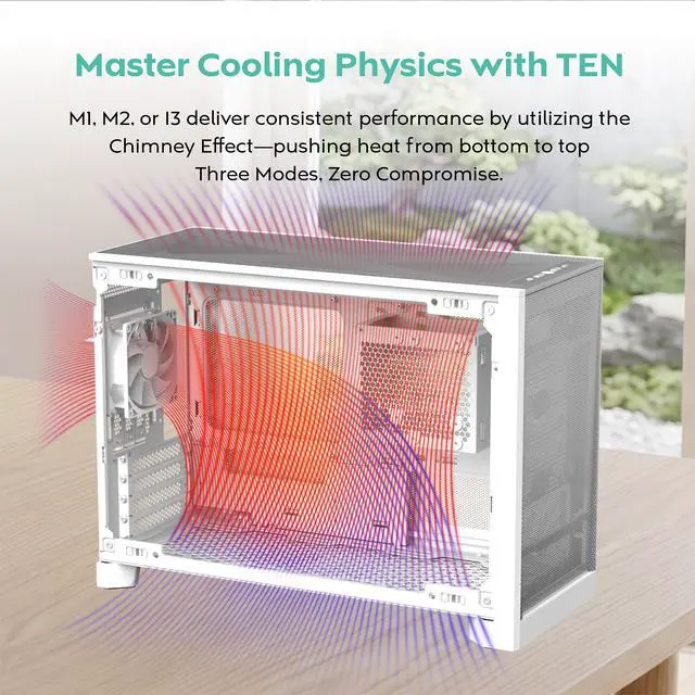 Alt view image 6 of 20 - MONTECH TEN 22.7L Micro ATX PC Case, High Airflow Modular Mesh Chassis for Air, Liquid, or SFF Builds, 360mm Radiator Support, Includes Rear Fan, White (TENW)