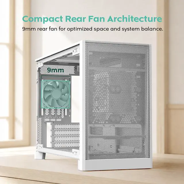 Alt view image 7 of 20 - MONTECH TEN 22.7L Micro ATX PC Case, High Airflow Modular Mesh Chassis for Air, Liquid, or SFF Builds, 360mm Radiator Support, Includes Rear Fan, White (TENW)