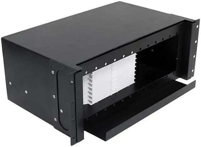 Main image of Nippon Labs Rack Mount FDU 4RU - Slide Out w/Tray, Holds 12 Panels & 12 Splice Trays (*24F ea.) & 2 Half Round Cable Routing Spools, Max. 288F, 5.25"H x 19"W x 12.5"D - Black
