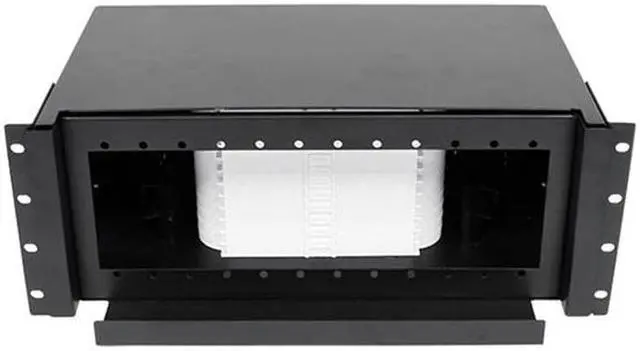 Alt view image 2 of 7 - Nippon Labs Rack Mount FDU 4RU - Slide Out w/Tray, Holds 12 Panels & 12 Splice Trays (*24F ea.) & 2 Half Round Cable Routing Spools, Max. 288F, 5.25"H x 19"W x 12.5"D - Black