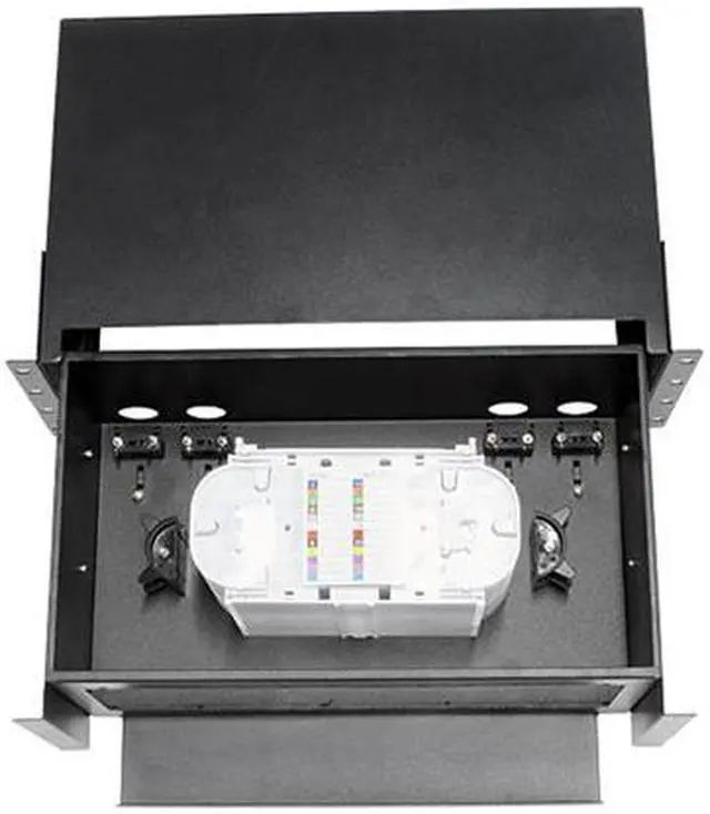 Alt view image 7 of 7 - Nippon Labs Rack Mount FDU 4RU - Slide Out w/Tray, Holds 12 Panels & 12 Splice Trays (*24F ea.) & 2 Half Round Cable Routing Spools, Max. 288F, 5.25"H x 19"W x 12.5"D - Black