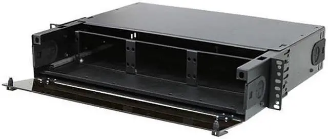 Alt view image 2 of 7 - Nippon Labs Rack Mount FDU 2RU With Slide Out Fiber Patch Panel - Tray, Holds 6 Panels, Max. 144F, 3.5"H x 17"W x 14"D - Black