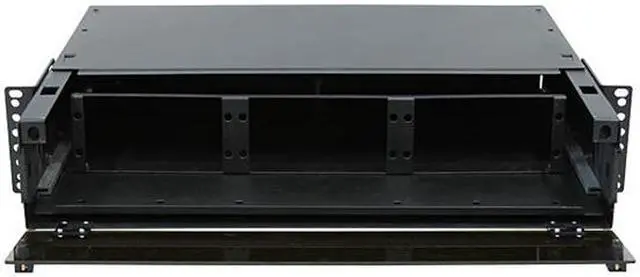 Alt view image 3 of 7 - Nippon Labs Rack Mount FDU 2RU With Slide Out Fiber Patch Panel - Tray, Holds 6 Panels, Max. 144F, 3.5"H x 17"W x 14"D - Black