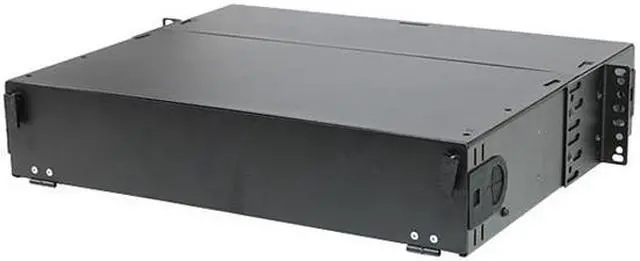 Alt view image 4 of 7 - Nippon Labs Rack Mount FDU 2RU With Slide Out Fiber Patch Panel - Tray, Holds 6 Panels, Max. 144F, 3.5"H x 17"W x 14"D - Black